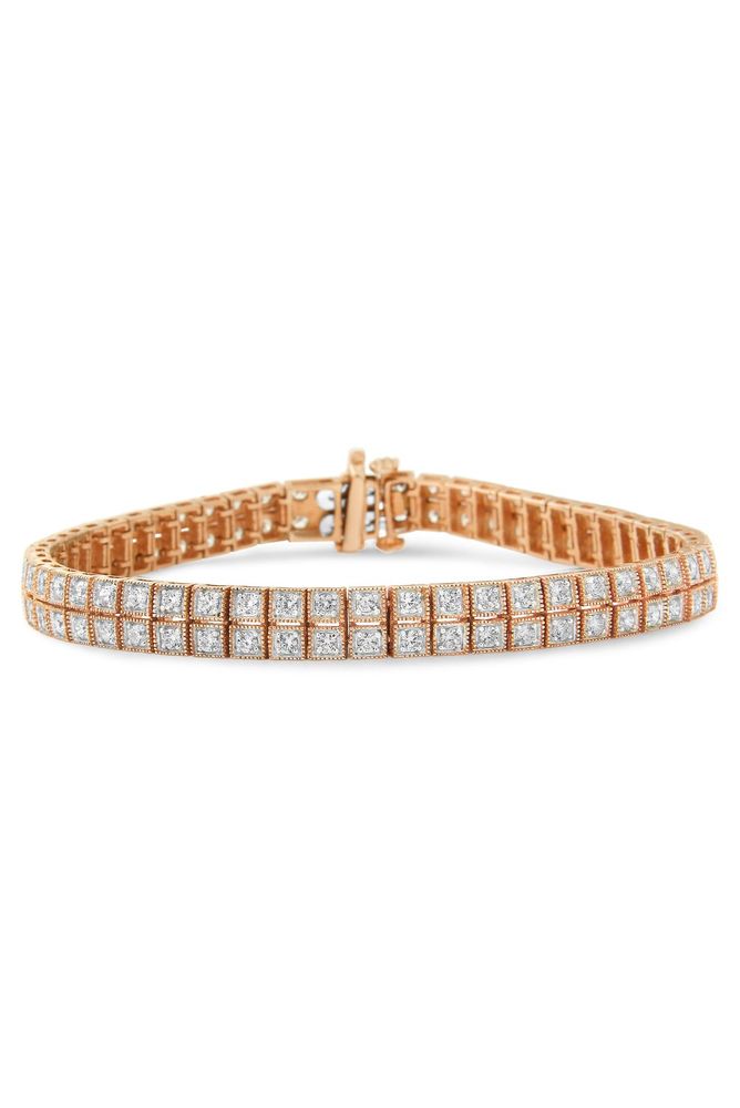 3.0 Cttw Lab Grown Diamond Two Row Milgrain 7" Inch Tennis Bracelet